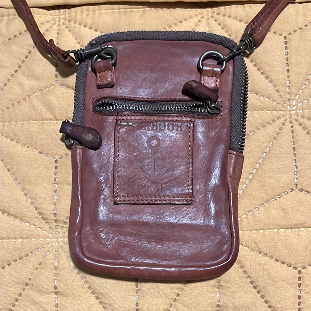 Brown Leather Crossbody Bag with wallet insert